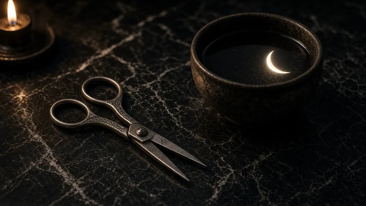 Серебряные ножницы и отражение месяца в чаше